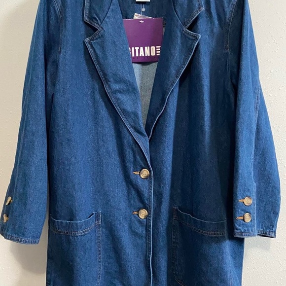 NWT Gitano Vintage 90s Blue Jean Jacket Blazer - Picture 3 of 7